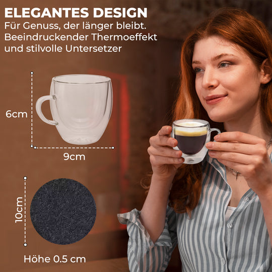 Espressogläser 80ml mit Untersetzer
