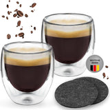 Espressogläser 80ml mit Untersetzer